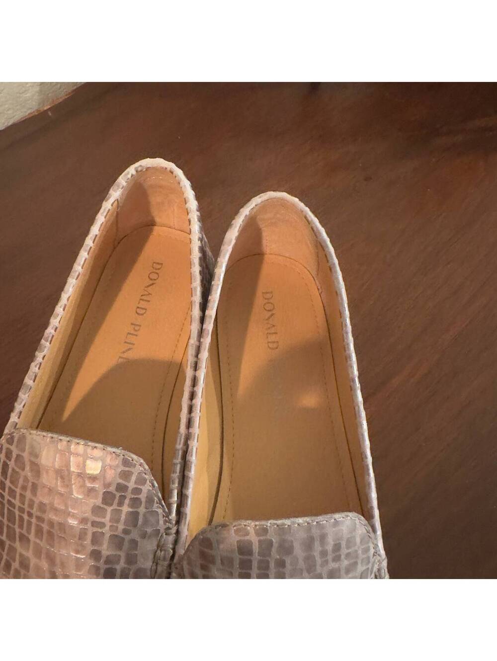 Donald Pliner Marceline 8.5M Metallic Leather Croc Loafers Slip On Comfort - Picture 4 of 6